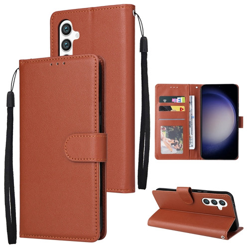 Samsung Galaxy S24 5G 3-Card Slots Multifunctional Leather Phone Case - Brown